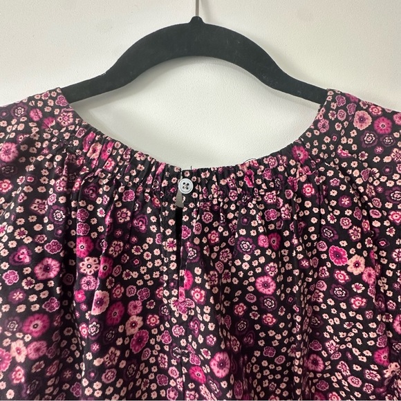 Loft Pink Floral Sleeveless Ruffle Blouse Size L - Picture 7 of 8